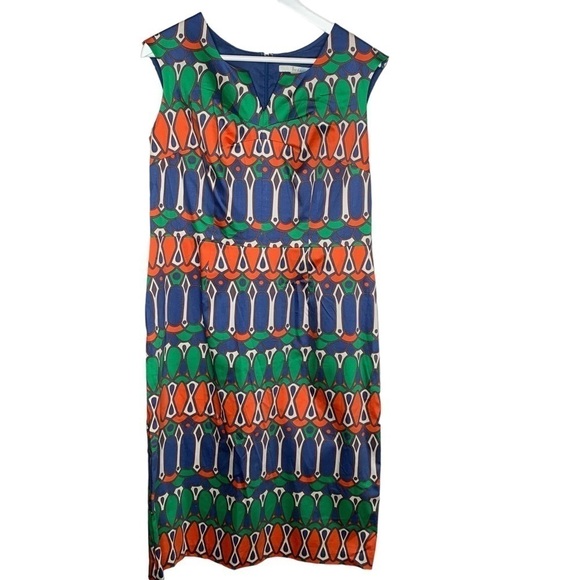 Boden Newburyport Cotton Sateen Sheath Dress size 12L Spring Lined EUC - Picture 3 of 8